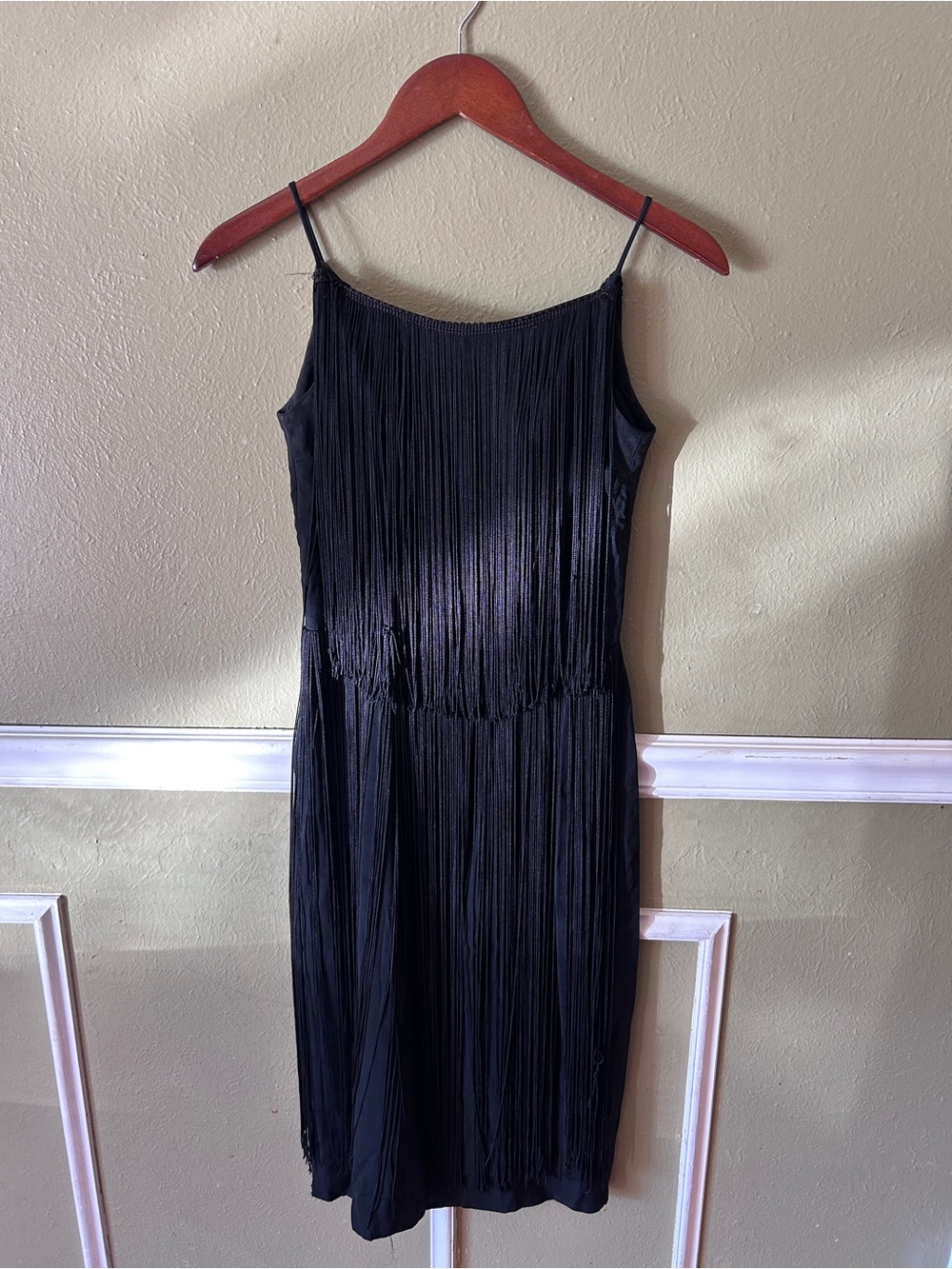 Vintage Frederick’s of Hollywood Black Fringed Cocktail Flapper Dress Sz 8 XS